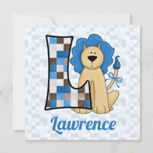 Invitation Blue Monogram L Fête d'anniversaire de l'enfant