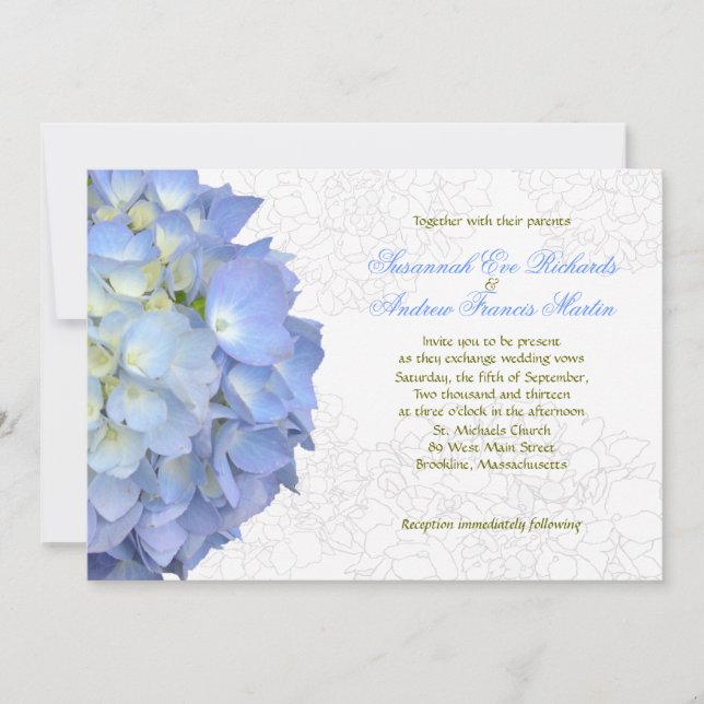 Invitation Blue Moon Hydrangea Personnalisé Mariage Invitatio (Devant)