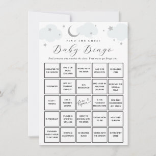 Invitation Blue Moon Trouvez l'invité Baby Bingo Game Card