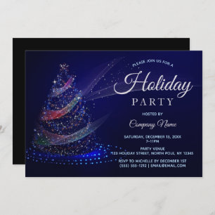 Invitation Blue Multi Color Tree Corporate Holiday