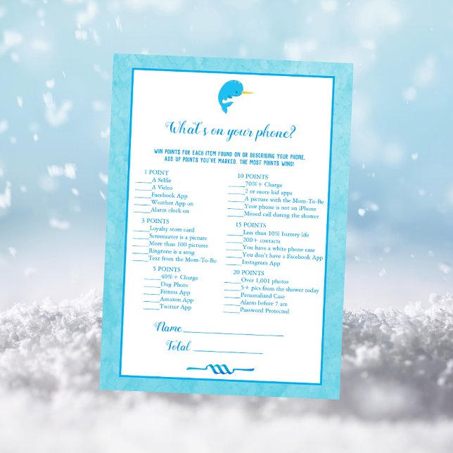 Invitation Blue Narwhal Ce qui est sur votre Baby shower de t (Créateur téléchargé)