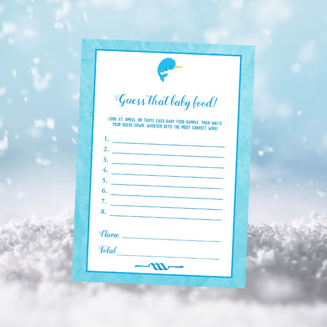 Invitation Blue Narwhal Devine Que Baby Food Baby shower Jeu (Créateur téléchargé)