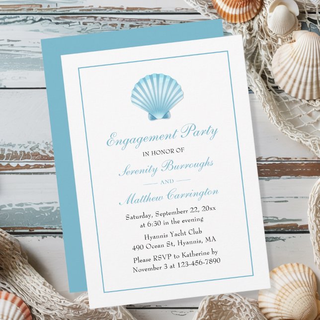 Invitation Blue Nautical Seashell Mariage (Créateur téléchargé)