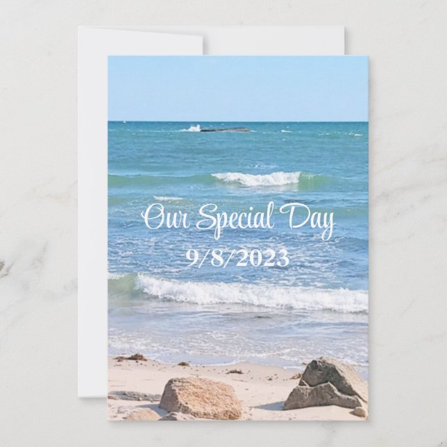 Invitation Blue Ocean Photo Beach Mariage extérieur (Devant)