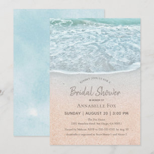 Invitation Blue Ocean & Sandy Beach Fête des mariées