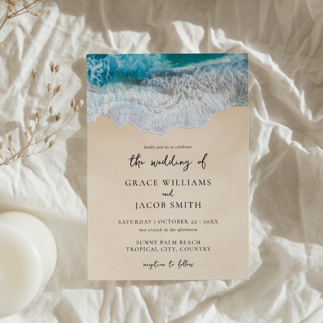 Invitation Blue Ocean Waves Tropical Beach Wedding (Créateur téléchargé)