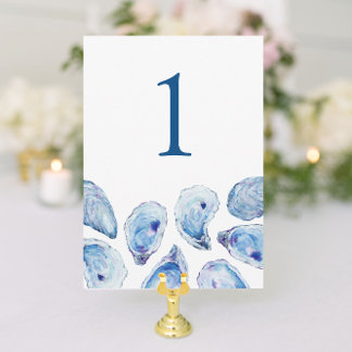 Invitation Blue Oyster Watercolor Mariage Numéro de tableau