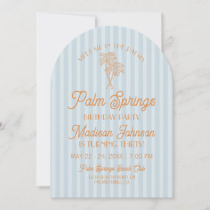 Invitation Blue Palm Springs Pastel Beach Anniversaire