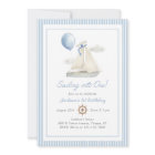 Blue Pastel Nautical Sail Bateau 1er Anniversaire