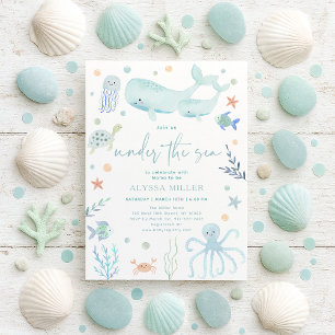 Invitation Blue Pastel Under the Sea Boy Baby shower
