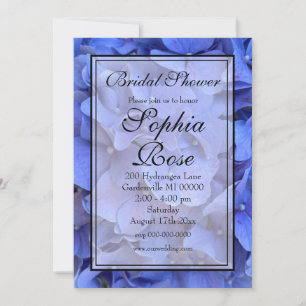 Invitation Blue periwinkel élégantes hydrangées florales