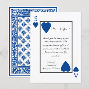 Invitation Blue Playing Card Vegas Mariage Merci Notes
