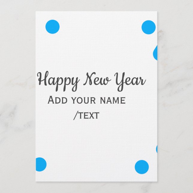 Invitation Blue polkadots happy new year add name messasimple (Devant)