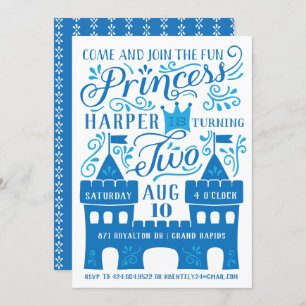 Invitation Blue Princess Winter Deuxième fête d'anniversaire