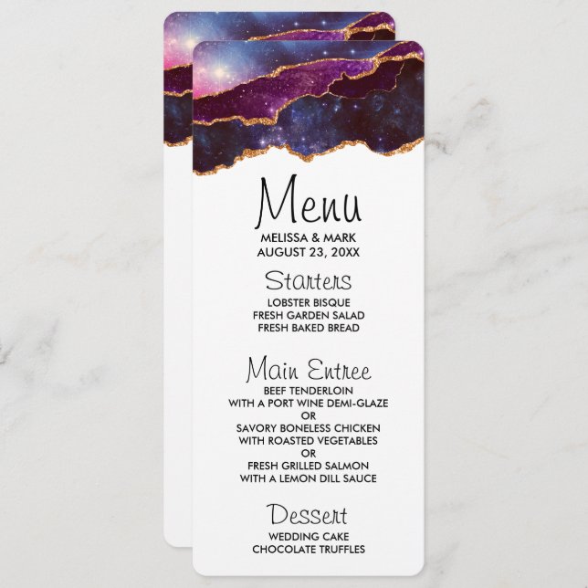 Invitation Blue & Purple Space & Stars Agate moderne (Devant / Derrière)