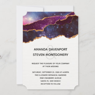 Invitation Blue & Purple Space & Stars Mariage moderne