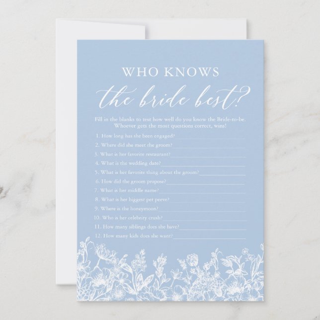 Invitation Blue Qui Connaît La Mariée Meilleure Fête des mari (Devant)