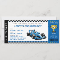 Blue Race Car Billet Pass Garçon fête d'anniversai