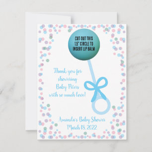Invitation Blue Rattle EOS Lip Balm Baby shower Favoriser