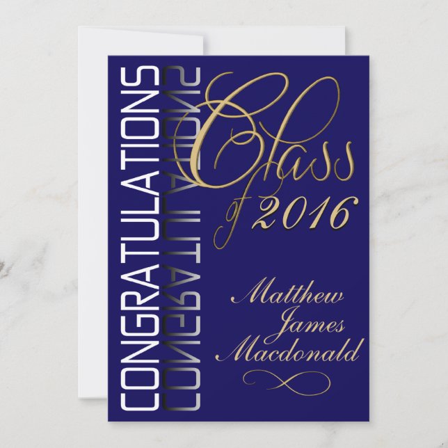 Invitation Blue Reflection 2016 Parti de graduation formelle (Devant)