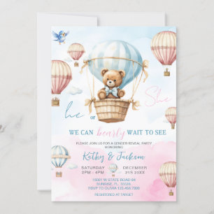 Invitation Blue Rose Hot Air Balloon Genre Reveillez Invitati