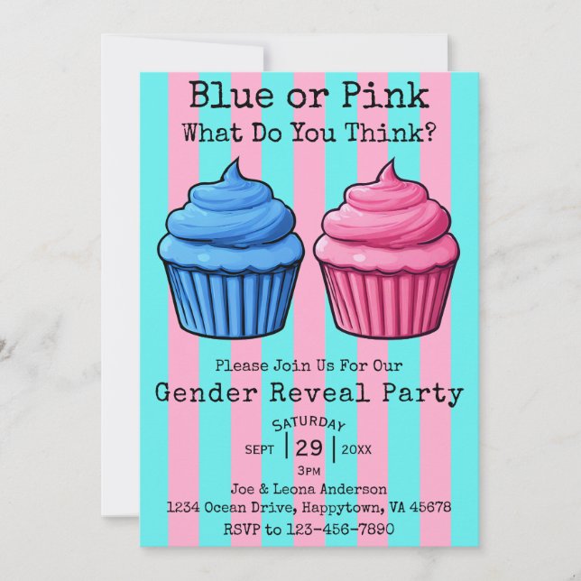 Invitation Blue Rose, Que Pensez-Vous Cupcake Genre Révéler (Devant)