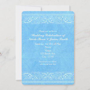 Invitation Blue Rustic Paisley Country Mariage de l'Ouest