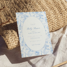 Blue Safari Toile De Jouy Boy Baby Shower 