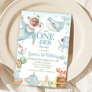 Invitation Blue Scuba Diver Onerder Mer 1er anniversaire
