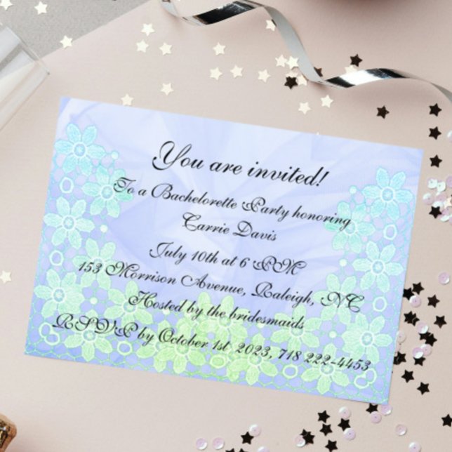 Invitation Blue & Sea Green et dentelle (Créateur téléchargé)