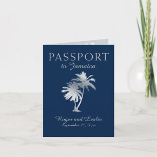 Invitation Blue Silver Ocho Rios Jamaïque Passeport Mariage I