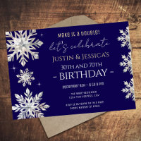 Blue Silver Snowflakes Double fête d'anniversaire