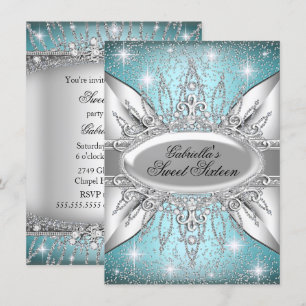 Invitation Blue & Silver Sparkle Diamond pour un S