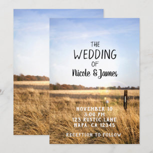 Invitation Blue Sky Rustic Country Field Barne Mariage