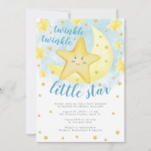 Blue Smiling Gold Twinkle Little Star Baby shower