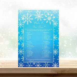 Invitation Blue Snowflake What's In Your Purse Shower Game