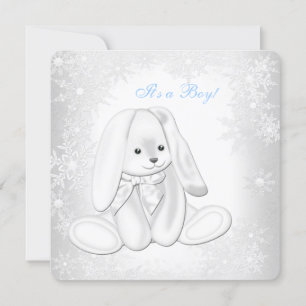 Invitation Blue Snowflake Winter Wonderland Baby Boy Shoy