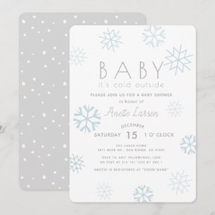 Invitation Blue Snowflakes Baby Sa douche extérieure froide