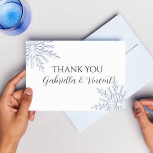 Invitation Blue Snowflakes Mariage Merci Notes - Plat
