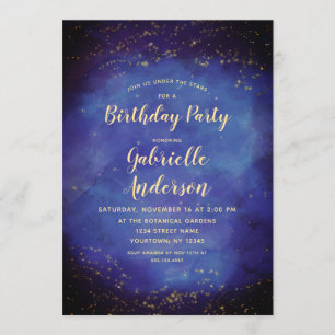Invitation Blue Star Sky Celestial Anniversaire de fête Invit