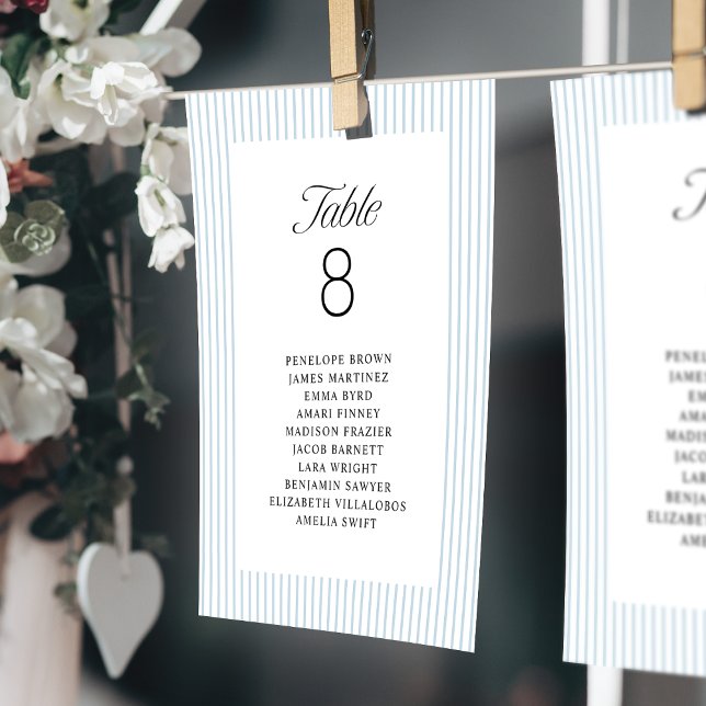 Invitation Blue Striped Elegance Class Wedding Seating Charts (Blue Striped Elegance Class Wedding Seating Charts Invitation)