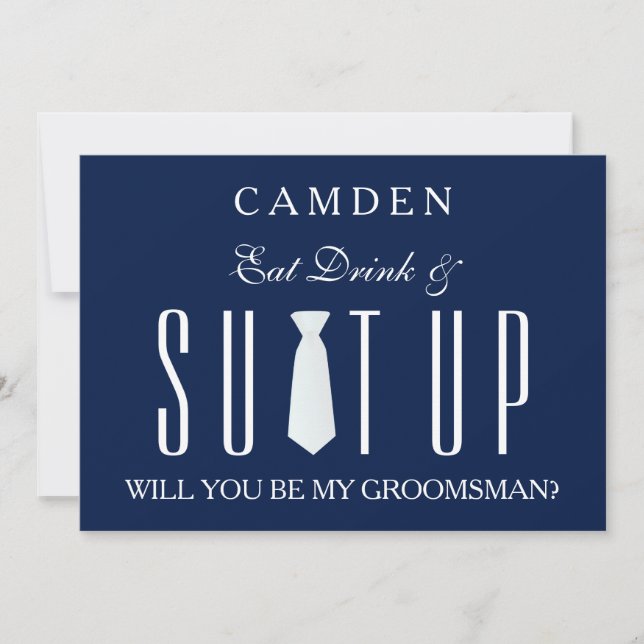 Invitation Blue Suitup Serez-vous mon groom ? (Devant)