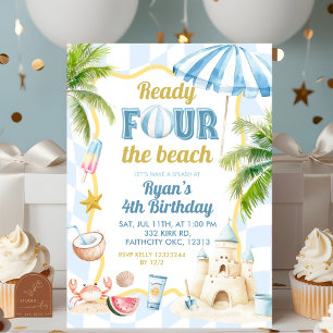 Invitation Blue Super Ready FOUR la plage 4e anniversaire