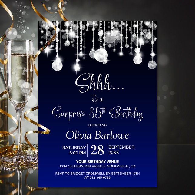 Invitation Blue Surprise 85e fête d'anniversaire (Créateur téléchargé)
