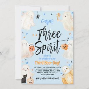 Invitation Blue Three Spirit Halloween Troisième fête d'anniv