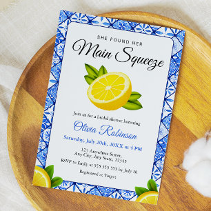 Invitation Blue Tile Elle a Trouvé Sa Douce Moitié Baby Showe