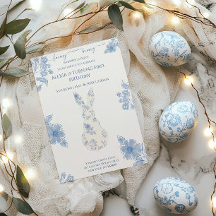 Invitation Blue toile Pâques 1er anniversaire