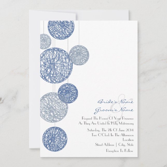 Invitation Blue Twine Globes (Devant)