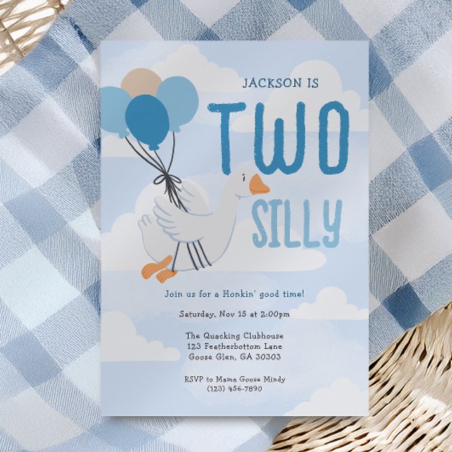 Invitation Blue Two Silly Goose 2e anniversaire (Créateur téléchargé)