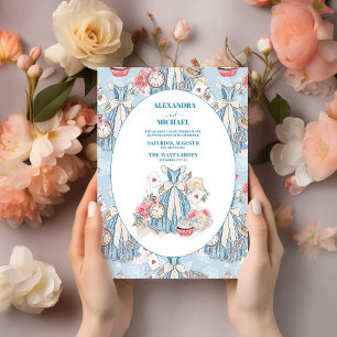 Invitation Blue Vintage Alice dans le Mariage Wonderland